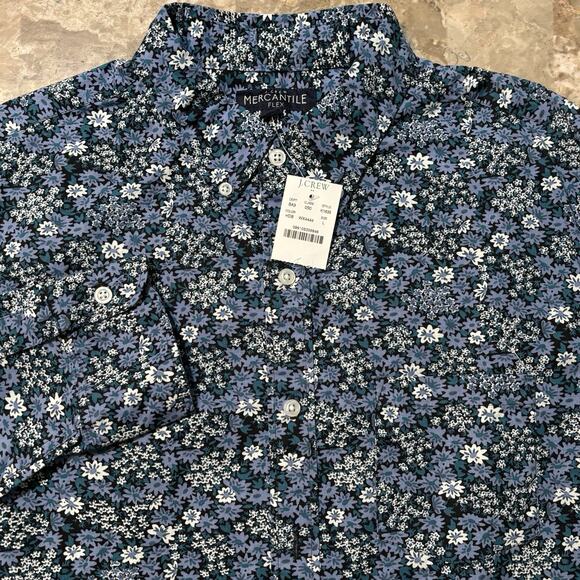 J. Crew Other - J Crew Shirt Mens Large Blue Floral Long Sleeve Button Flex Stretch NEW